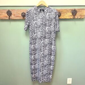 nina parker trendy plus size denim ruched tie front dress Nina Parker Trendy Plus Size Shirt Dress Blue Animal Print 1X